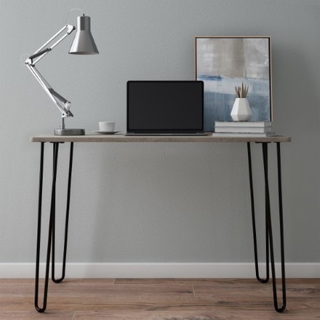 HASTINGS HOME Desk with Hairpin Legs, Modern Industrial Style Decor, Woodgrain-Look, Steel Accent Furniture for Home 548237ACJ